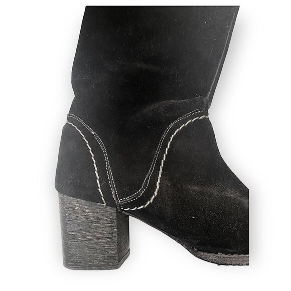 Bed Stu Black Suede Mid Calf Boots, chunky heel, Size 6 - Picture 16 of 16